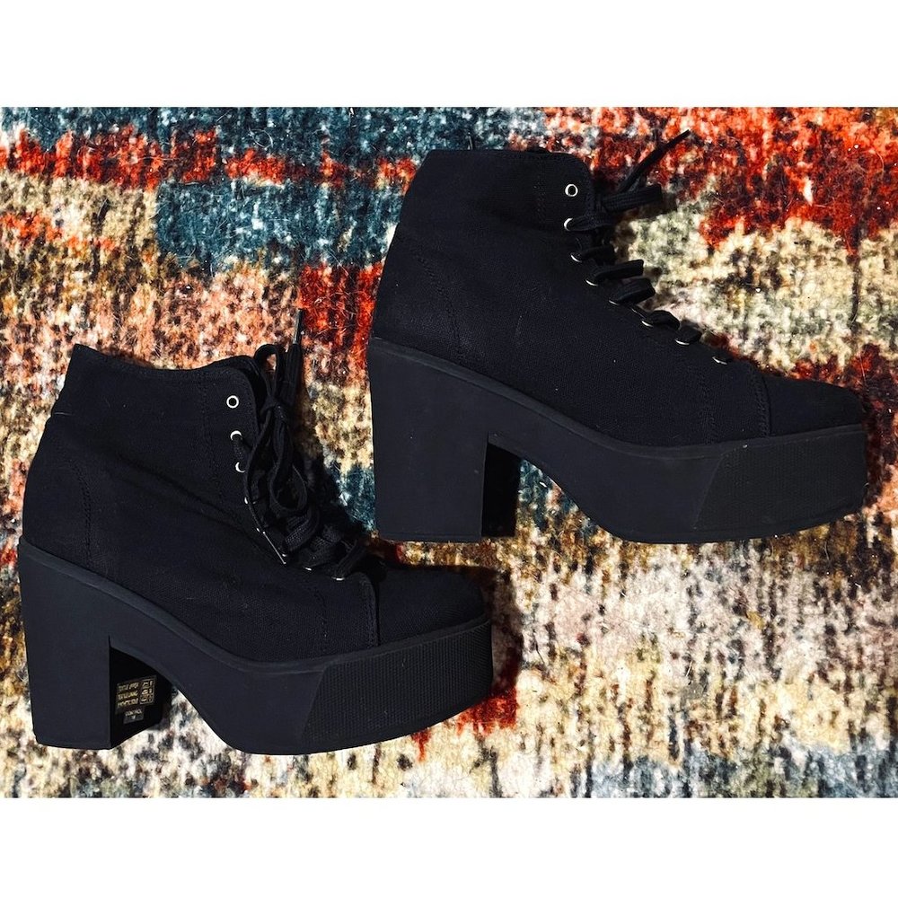 Women's Black Platform Boots- Outsider by Sixtyseven- Size 39 EU / 8 - 8.5 US